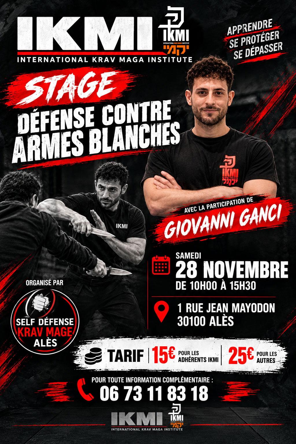 STAGE DEFENSE CONTRE ARMES BLANCHES IKMI - Tous niveaux